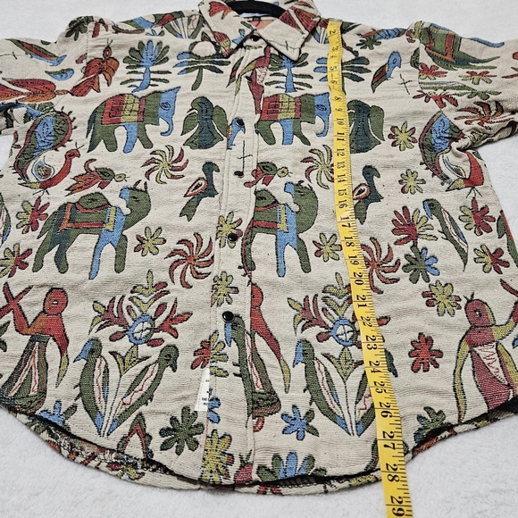 Aelfric Eden Tapestry Elephant & Camel Jacquard Button Down Shirt Small - Picture 13 of 15